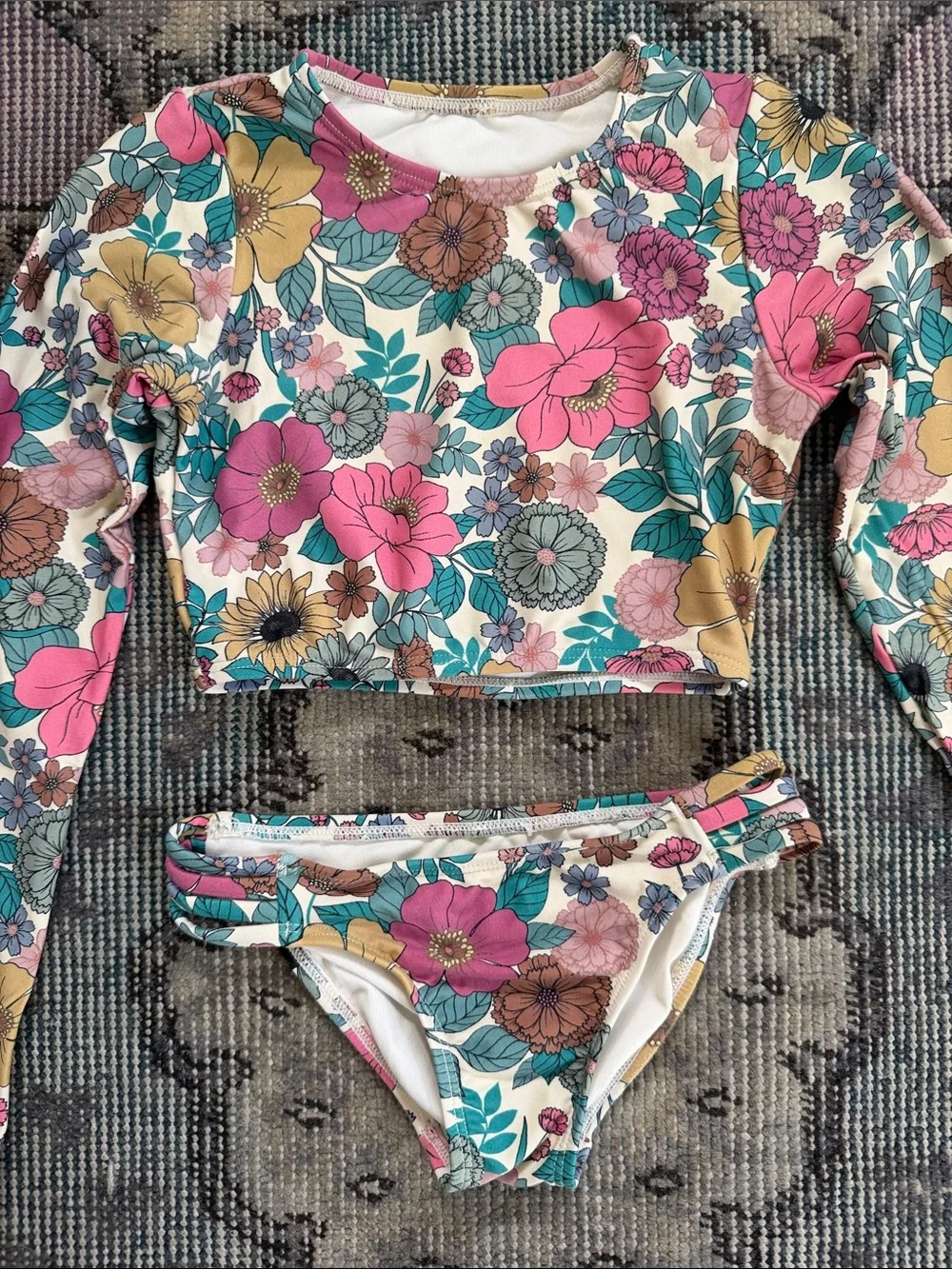 O'Neill Girls Floral Long Sleeve Bikini Set
